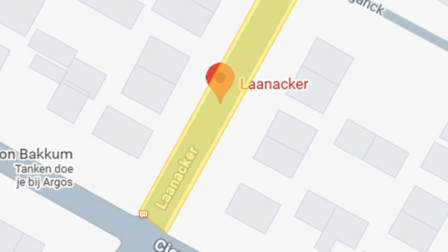 Kaart met de locatie van de werkzaamheden aan de Laanacker in Castricum