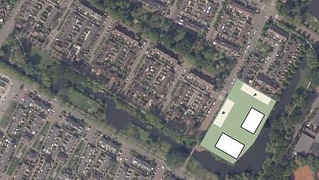 luchtfoto met projectie locatie Koekoeksbloem