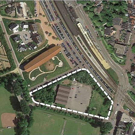 luchtfoto met locatie Puikman in Castricum (zie beschrijving in de tekst)